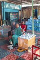 Image showing Ethiopian traditional Coffee ceremony, crafting street bunna coffee, Melkasa Etiopia