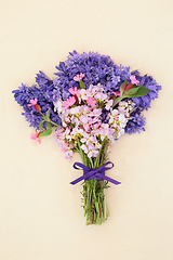 Image showing Spring Bluebell Red Campion and Nemesia Flower Bouquet 