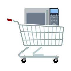 Image showing Shopping Cart With Microwave Oven Icon