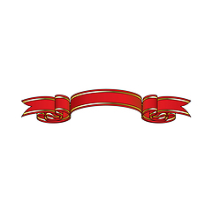 Image showing Red Ribbon With Golden Stripes