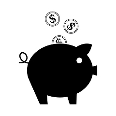 Image showing Golden Coins Fall In Piggy Bank Icon