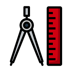 Image showing Icon Of Compasses And Scale