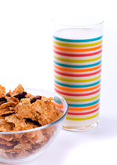 Image showing cornflakes and glass of milk