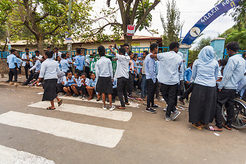 Image showing Ethiopian students behind secondary school in Gondar, Ethiopia