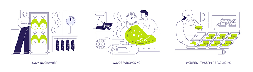 Image showing Meat smoking abstract concept vector illustrations.