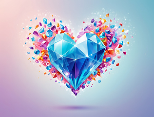 Image showing Abstract bright heart in the form of a gemstone surrounded by co