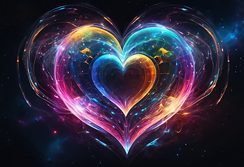 Image showing Abstract cosmic heart on a space background