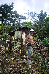 Image showing editorial one arm man working in jungle nicaragua