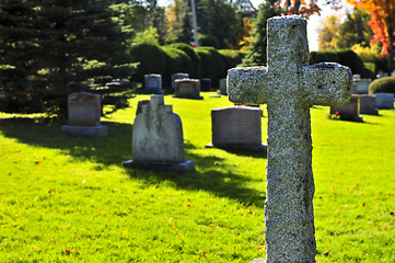 Image showing Graveyard with tombstones