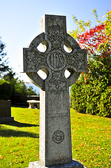 Image showing Graveyard with celtic cross