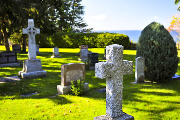 Image showing Graveyard with tombstones