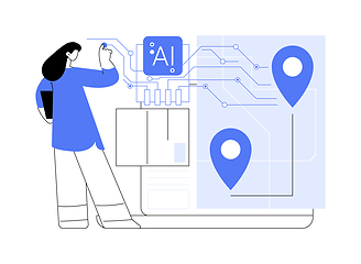 Image showing Real-Time Supply Chain Visibility with AI abstract concept vector illustration.