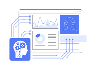 Image showing AI-Optimized HR Data Analytics abstract concept vector illustration.