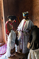 Image showing Orthodox Christian baptism ceremony at St. George Church captures a sacred moment in Ethiopian spiritual life.