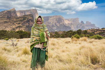 Image showing Ethiopian shepherdess girl, Simien Mountains, Ethiopia