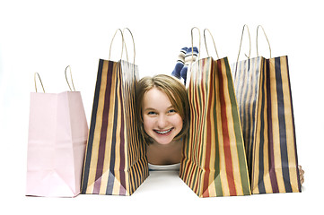 Image showing Teenage girl with shopping bags