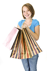 Image showing Teenage girl with shopping bags