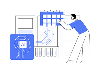 Image showing AI-Driven Employee Scheduling abstract concept vector illustration.