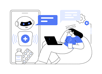 Image showing AI-Powered Healthcare Chatbots abstract concept vector illustration.