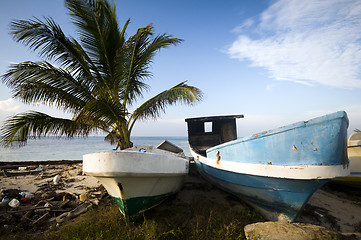 Image showing  fishing boats on shore caribbean sea