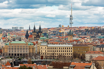 Image showing Panorama of old historic town Prague, in Czech Praha, Central Bohemia, Czech Republic