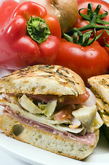 Image showing gourmet ham italian sandwich