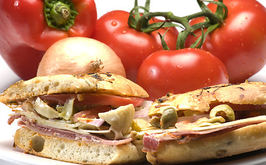 Image showing gourmet ham italian sandwich