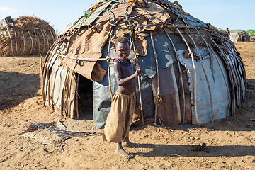 Image showing Dasanesh children in village, Omorate, Omo Valley, Ethiopia