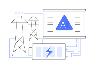 Image showing AI-Enhanced Energy Storage Solutions abstract concept vector illustration.