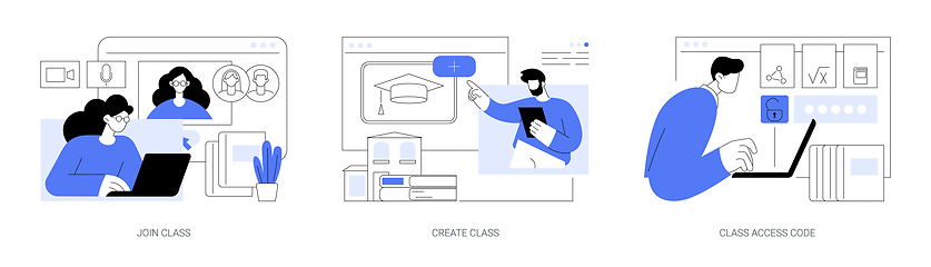 Image showing Online teaching features isolated cartoon vector illustrations se