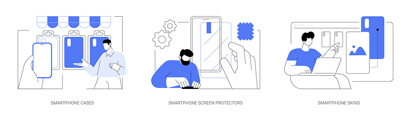 Image showing Smartphone protection accessories isolated cartoon vector illustrations se