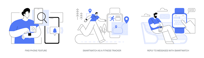 Image showing Smartwatch features isolated cartoon vector illustrations se