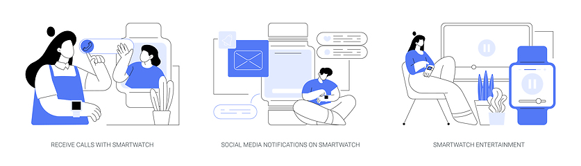 Image showing Smartwatch online communication isolated cartoon vector illustrations se