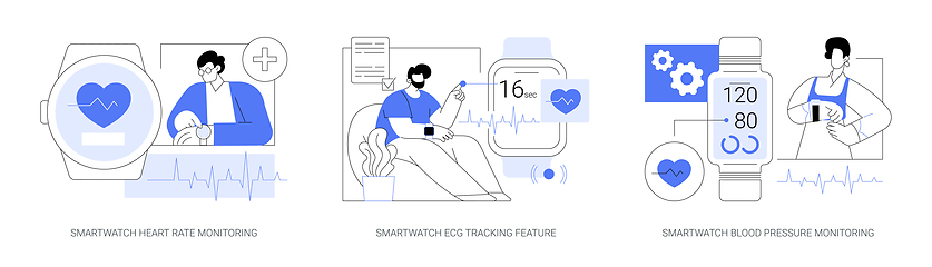 Image showing Smartwatch healthcare features isolated cartoon vector illustrations se