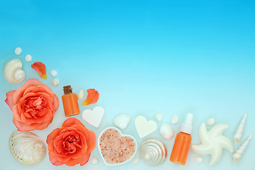 Image showing Orange Rose Flower Spa Beauty Treatment Products