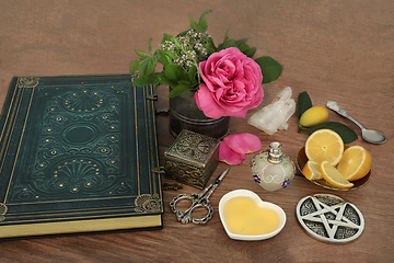 Image showing Love Potion Ingredients for Romantic Wiccan Magic Spell