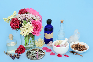 Image showing Tranquilizing Adaptogen Herbal Medicine with Flowers and Herbs  