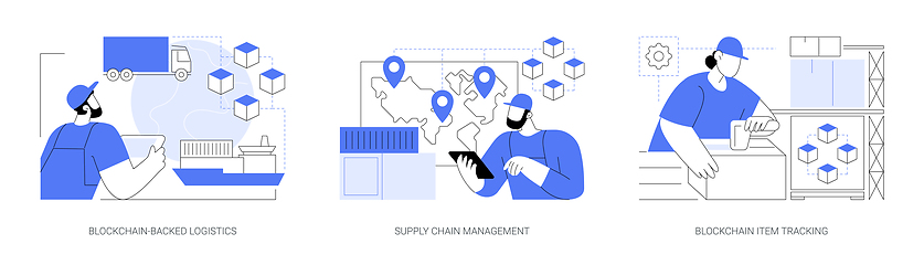 Image showing Blockchain technology in logistics isolated cartoon vector illustrations se