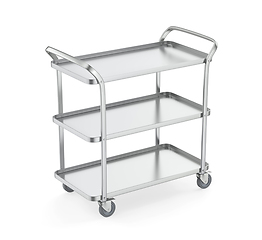 Image showing Empty silver serving cart