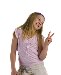 Image showing Girl Peace Sign