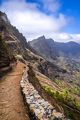 Image showing Aerial Hiking trail in Paul Valley, Santo Antao island, Cape Ver