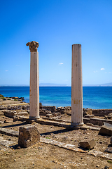 Image showing Columns in Tharros archaeological site, Sardinia