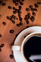 Image showing cup of coffee and beans