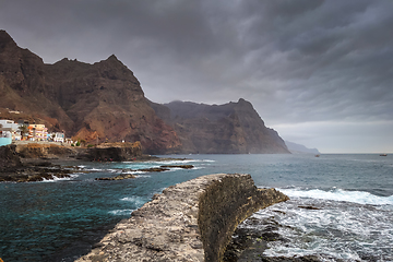 Image showing Cliffs and ocean view in Ponta do Sol, Santo Antao island, Cape 