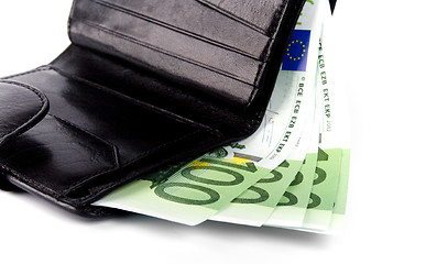 Image showing euro and a leather purse