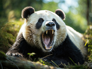 Image showing Majestic Panda Roaring in Natural Habitat