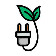 Image showing Electric Plug With Leaves Icon