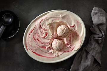 Image showing homemade strawberry and vanilla ice cream