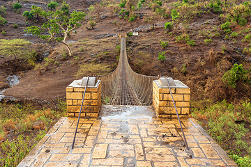 Image showing Steel bridge near Blue Nile waterfall, Bahir Dar. Amhara Region Ethiopia, Africa wilderness.