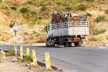 Image showing Damaged old truck by the road. Oromia Region. Ethiopia